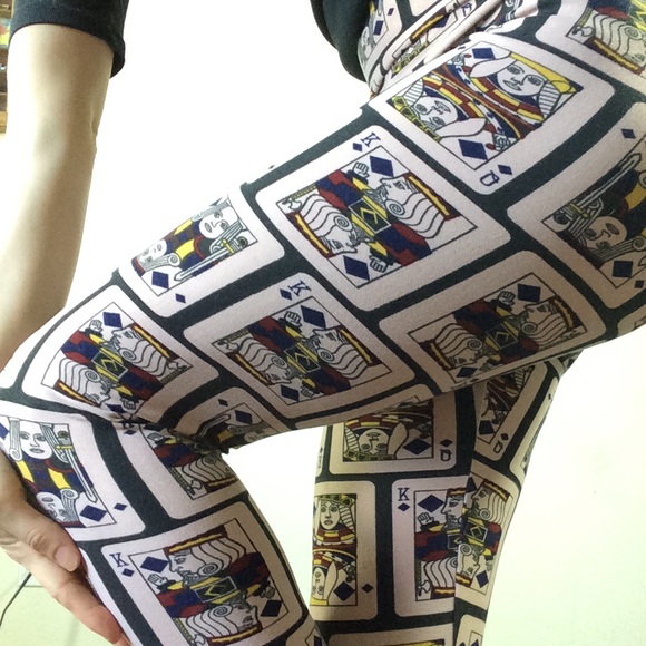 Lularoe One Size Leggings Playing Cards Queen - Picture 5 of 7